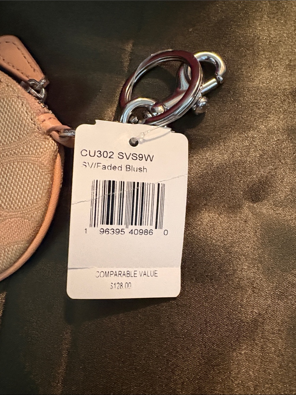 Coach Round Signature Coin Pouch Keyring - Light Pink - Picture 2 of 7